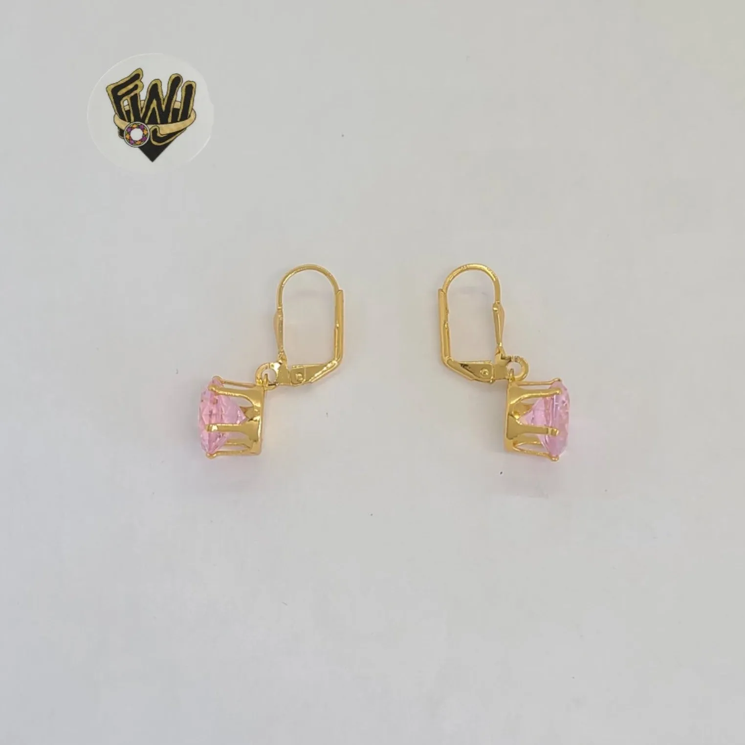 (1-1166) Gold Laminate - Multicolor Dangling Earrings - BGO