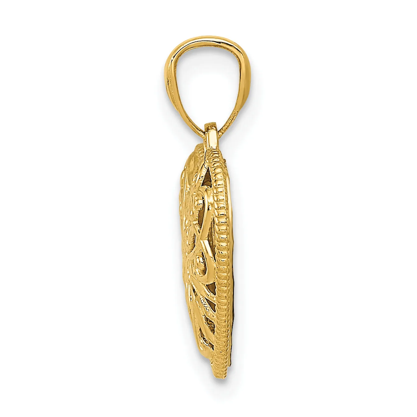 14K Two-tone Polished D.C Reversible Design Heart Pendant