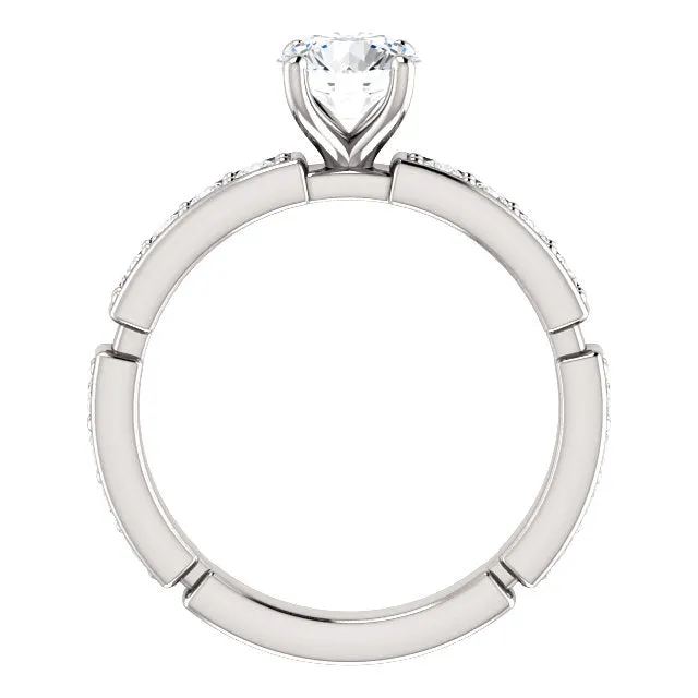 14K White Gold Round Accented Engagement Ring 121988:508:P