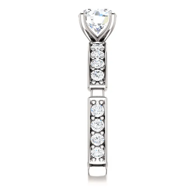 14K White Gold Round Accented Engagement Ring 121988:508:P