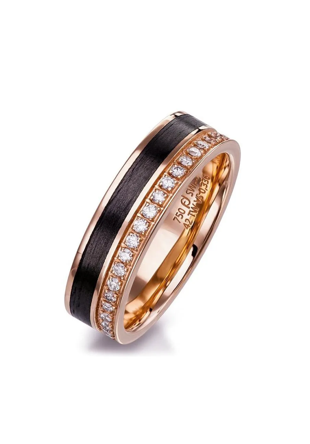 18K Rose Gold & Carbon Fiber Diamond Half Band