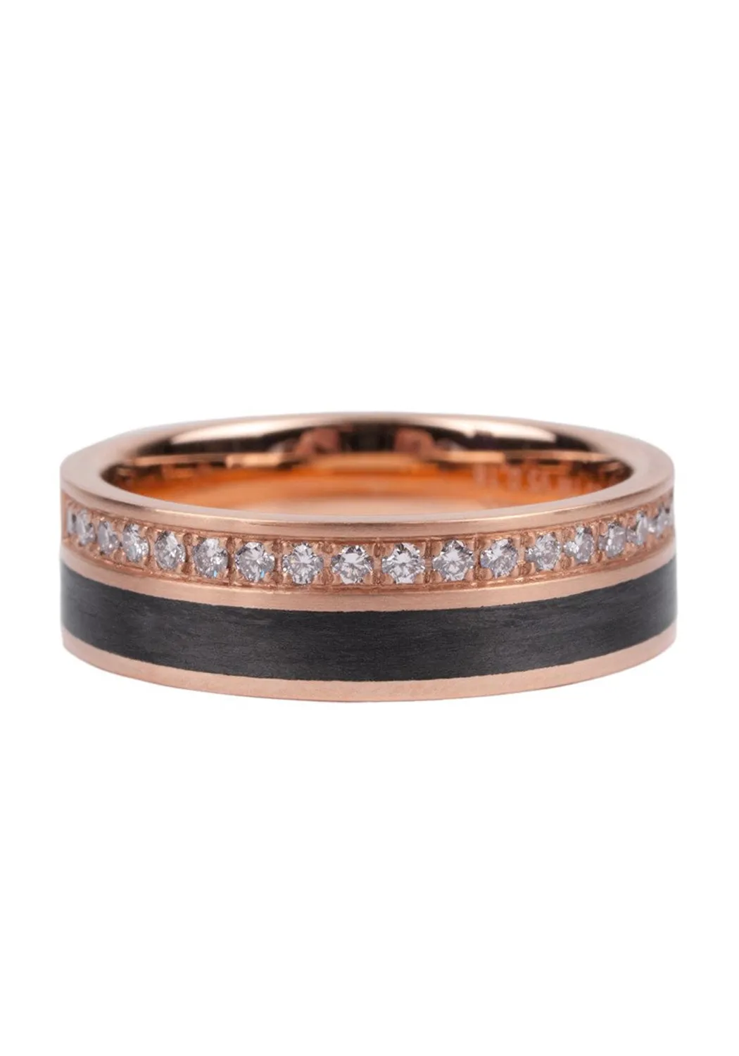 18K Rose Gold & Carbon Fiber Diamond Half Band