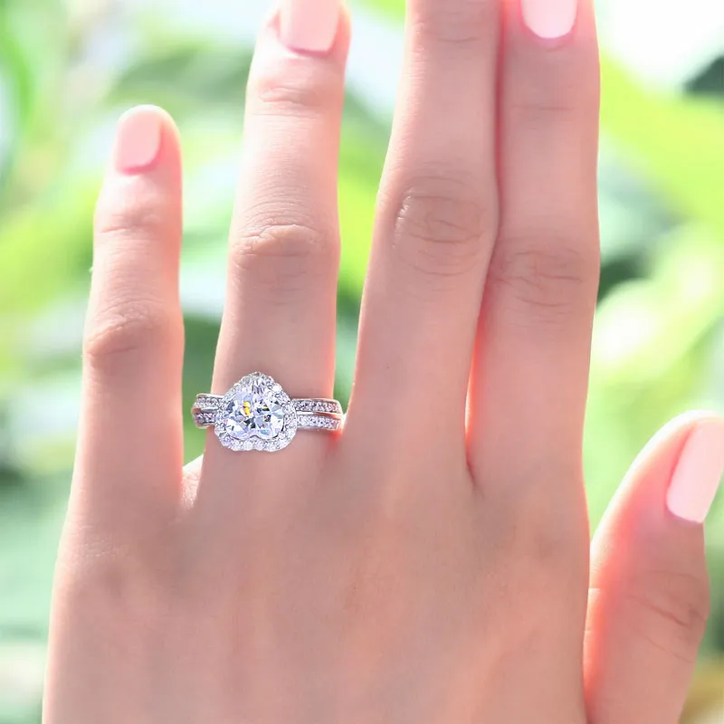 2 Carat Heart Cut Created Diamond 925 Sterling Silver Wedding Anniversary Ring XFR8011