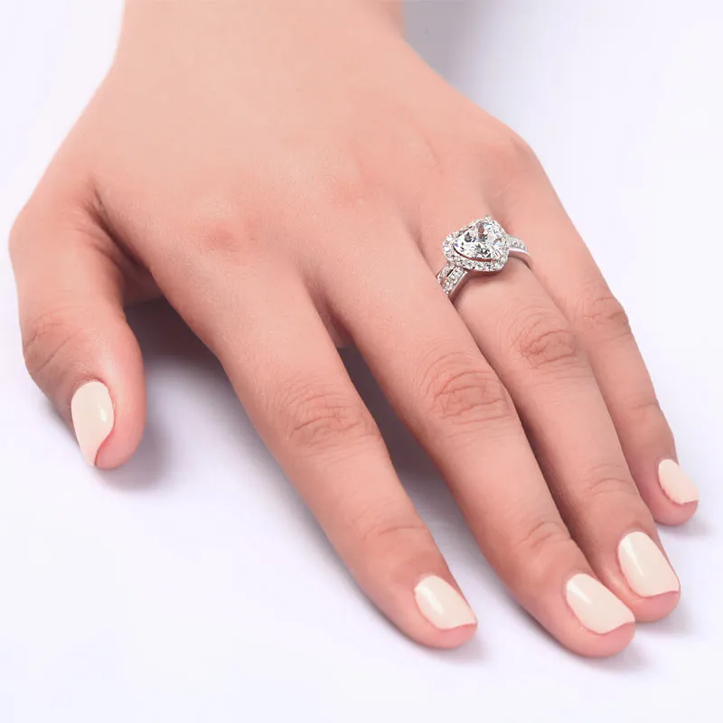 2 Carat Heart Cut Created Diamond 925 Sterling Silver Wedding Anniversary Ring XFR8011