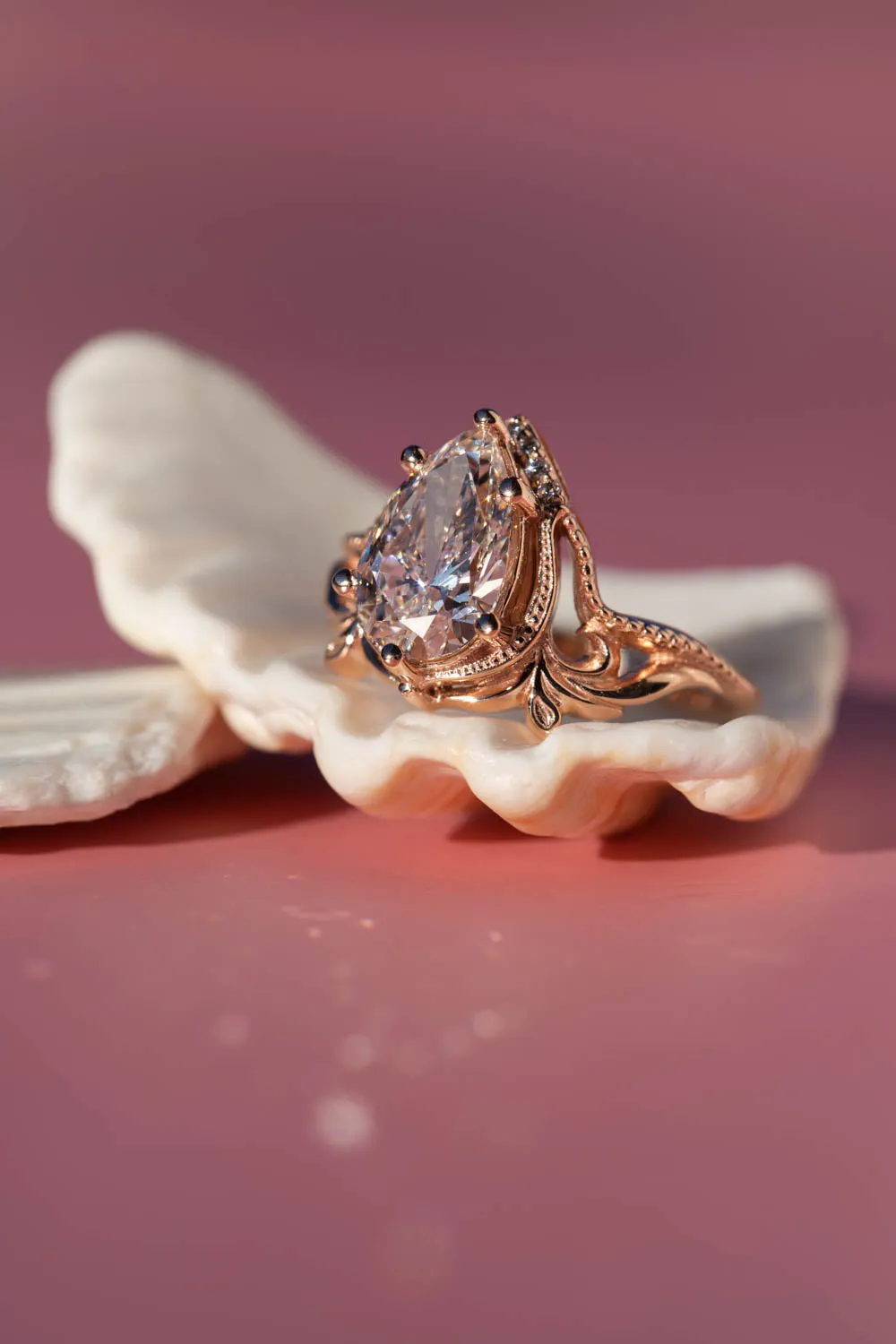 2 carat lab grown diamond engagement ring, statement rose gold ring with diamonds  / Lida