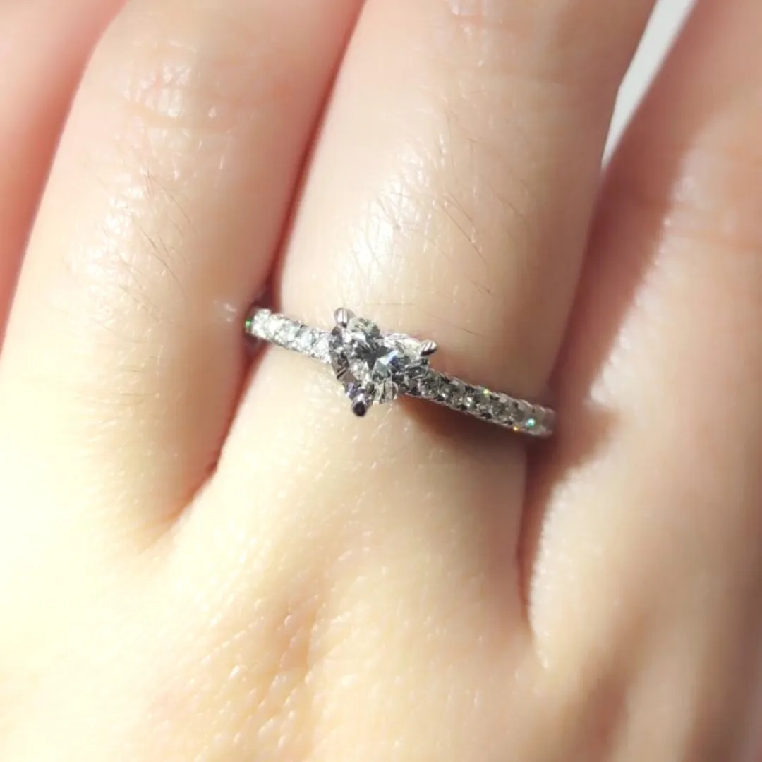 .50ctw Heart Diamond Engagement Ring 14K White Gold