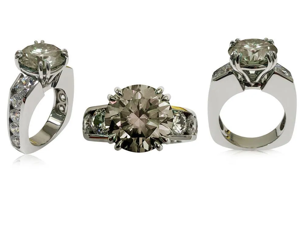 6 Carat Highest quality cubic zirconia Euro shank Engagement ring