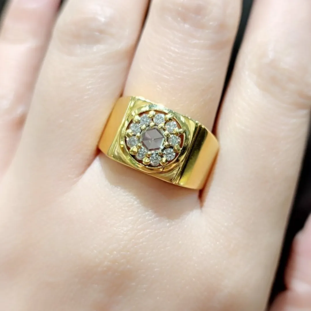 .90ctw Round Halo Diamond Men's Ring 14K Yellow Gold