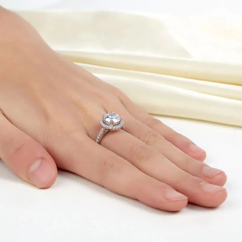 925 Sterling Silver Wedding Engagement Rose Gold Plated Ring Created Diamond