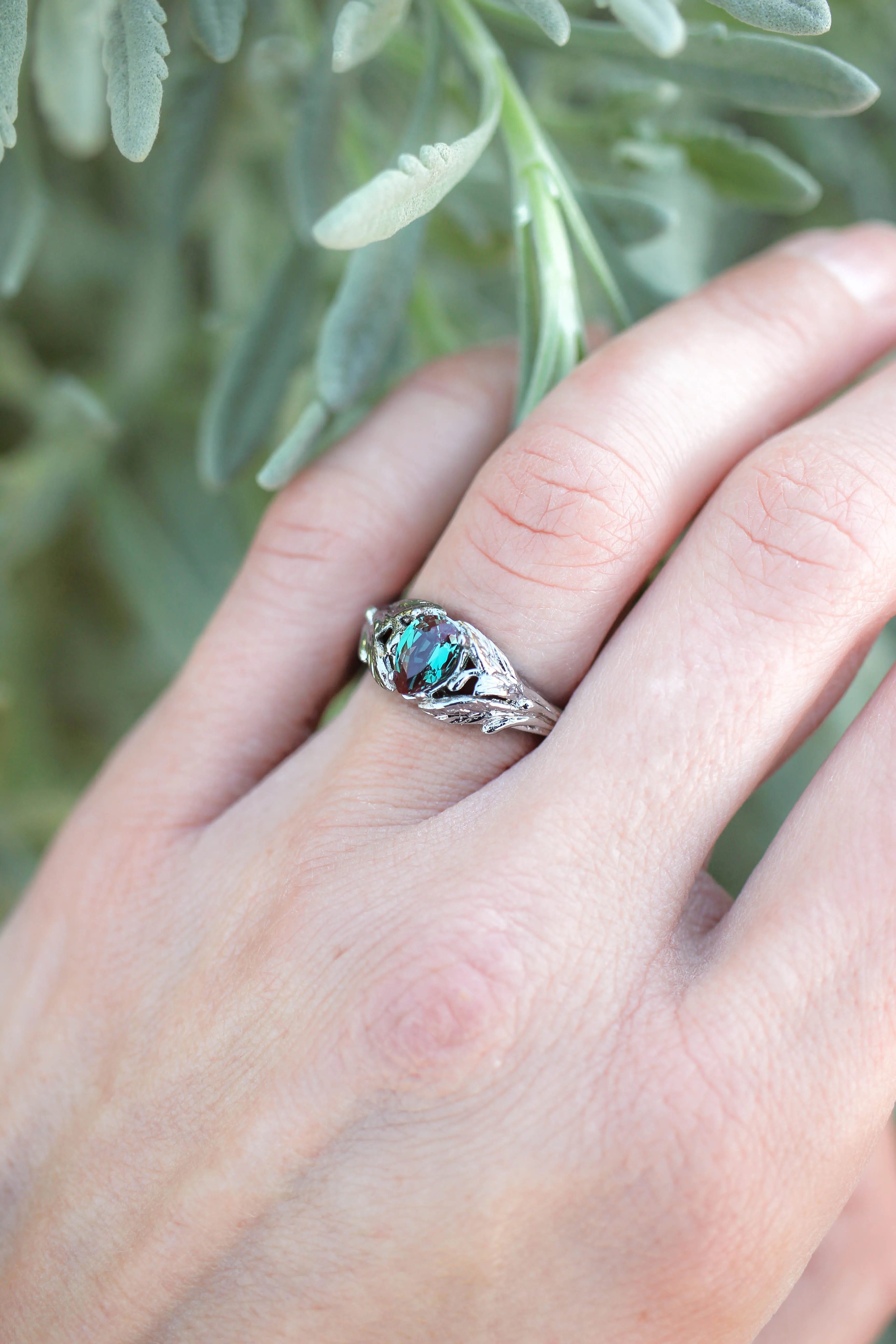 Alexandrite engagement ring, rose gold / Wisteria