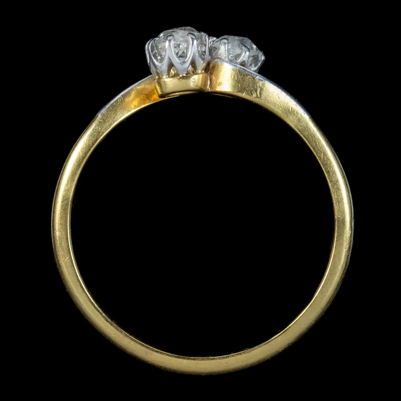 Antique Edwardian Diamond Toi Et Moi Twist Ring 0.40ct Of Diamond