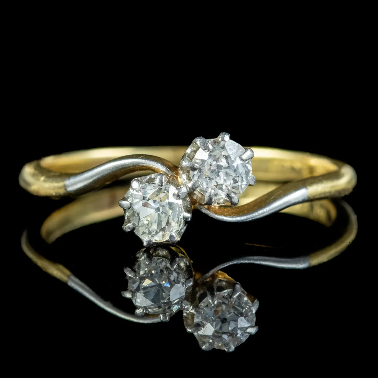 Antique Edwardian Diamond Toi Et Moi Twist Ring 0.40ct Of Diamond