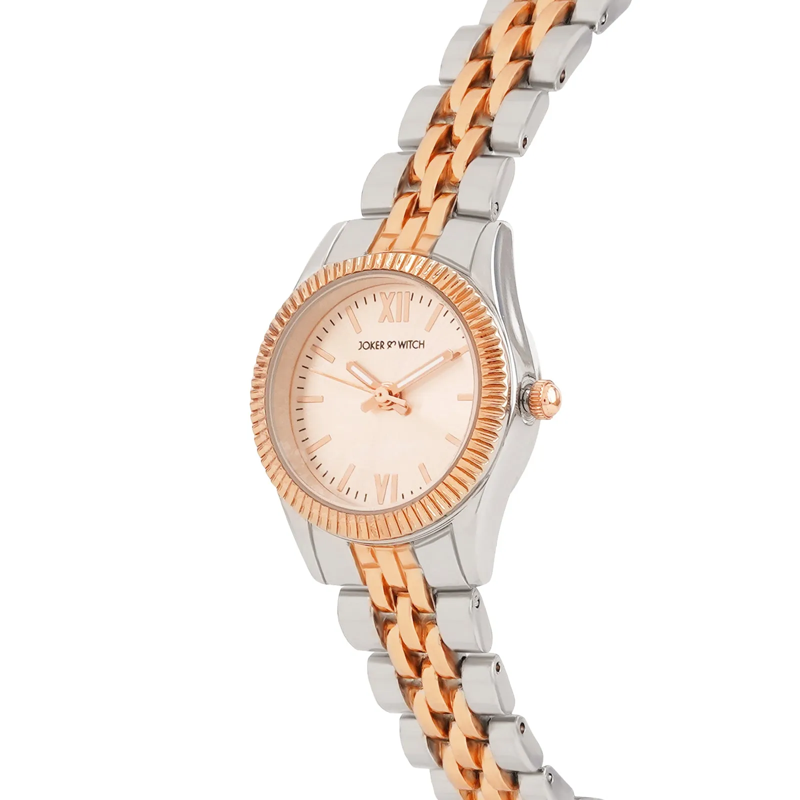 Arina Rosegold Dial Dualtone Metallic Strap Watch