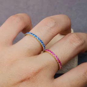 BLAIRE Half Eternity Birthstone Bridal Wedding Ring / Women's Stacking Ring