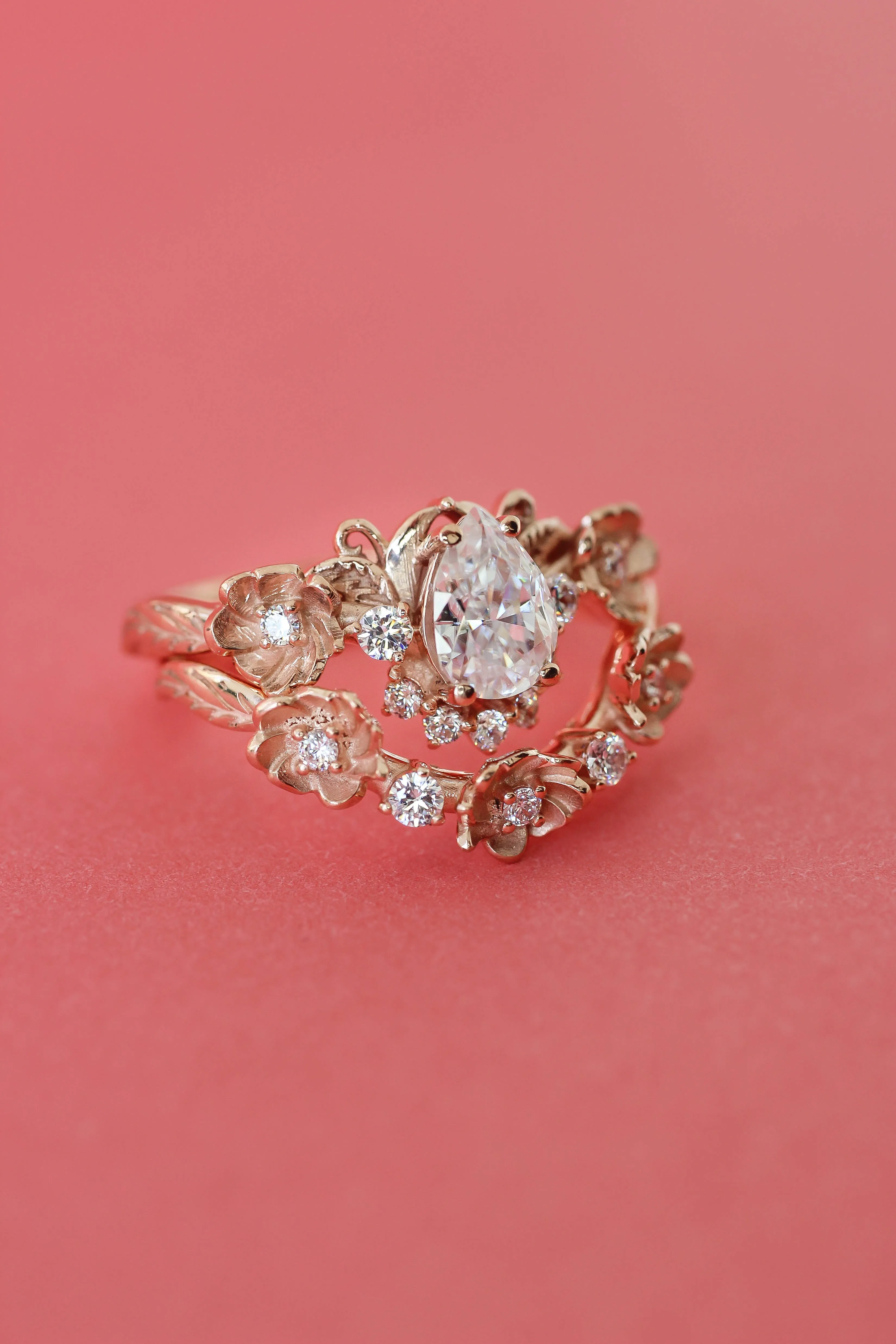 Bridal ring set with moissanites or diamonds / Adelina