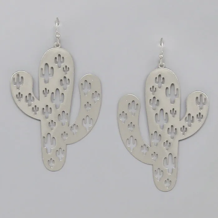 Cactus Cutout Filigree Drop Earrings