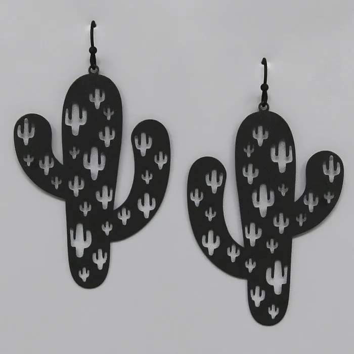 Cactus Cutout Filigree Drop Earrings