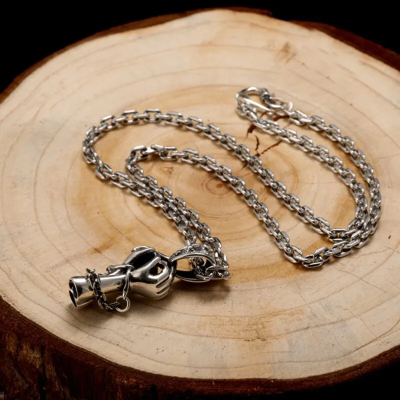 Chained Hands 925 Sterling Silver Pendant Necklace