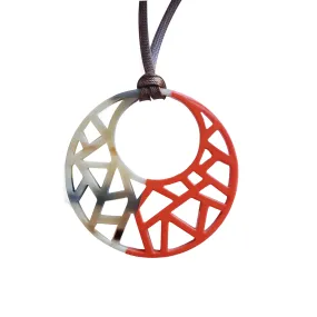 Circle Handmade Pendant J17871, Made by Buffalo Horn and Lacquer