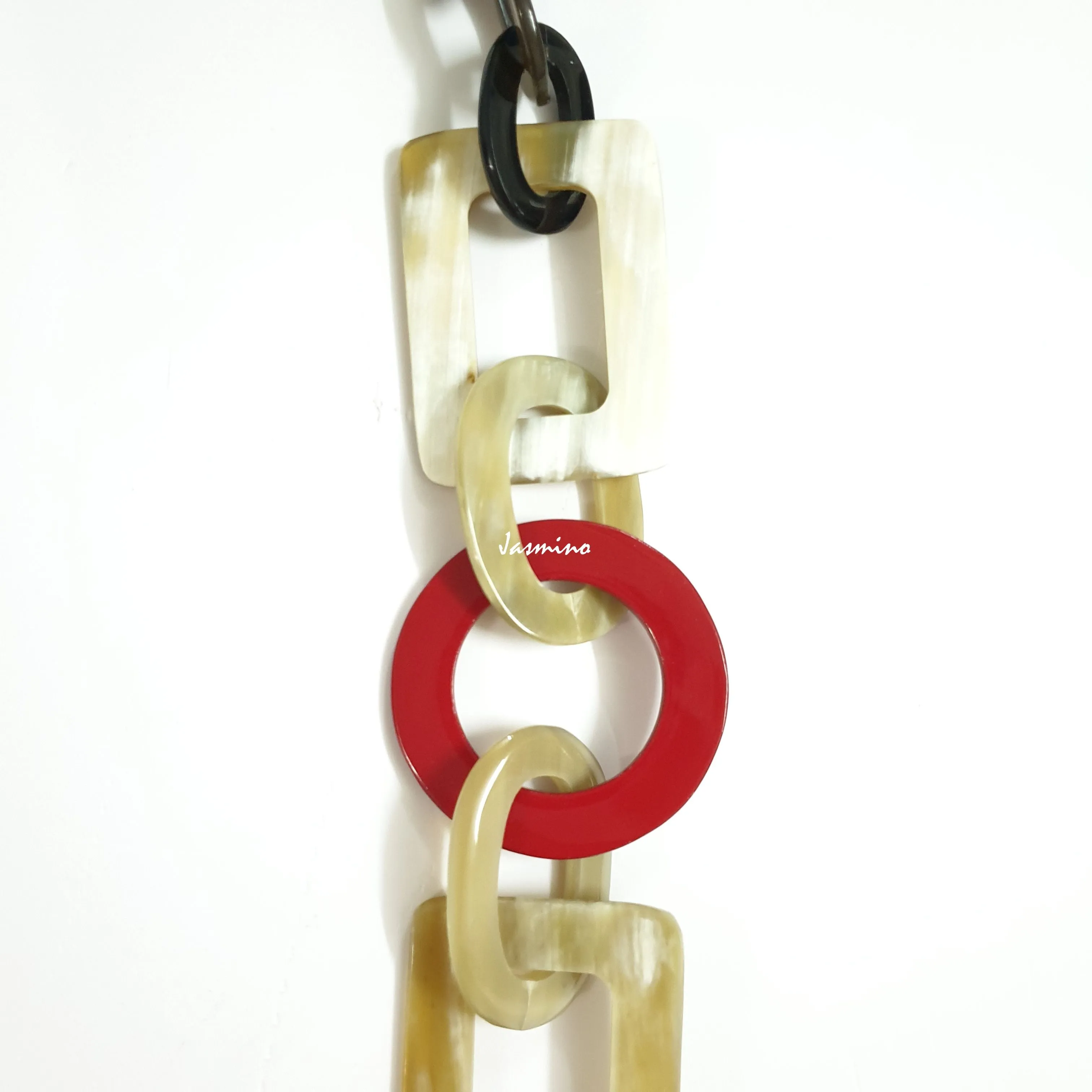 Colorful and Trendy Necklace J18140, Made by Buffalo Horn and Lacquer