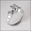 Cubic Zirconia 1 Carat Round Engagement Ring Princess CZ Sides 14K White Gold