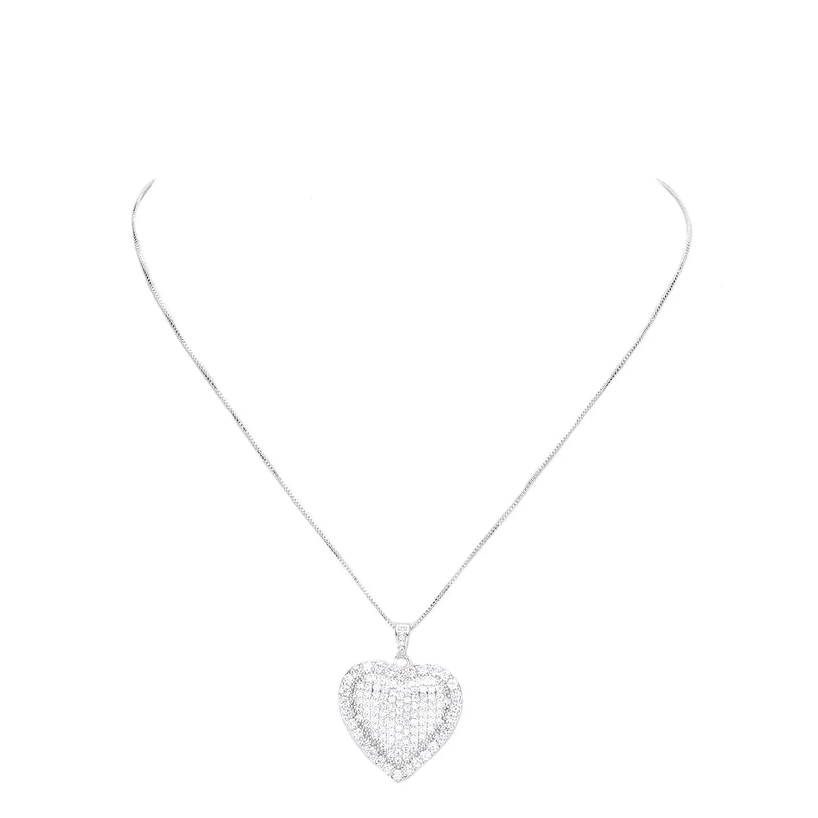 Cubic Zirconia CZ Heart Pendant Necklace