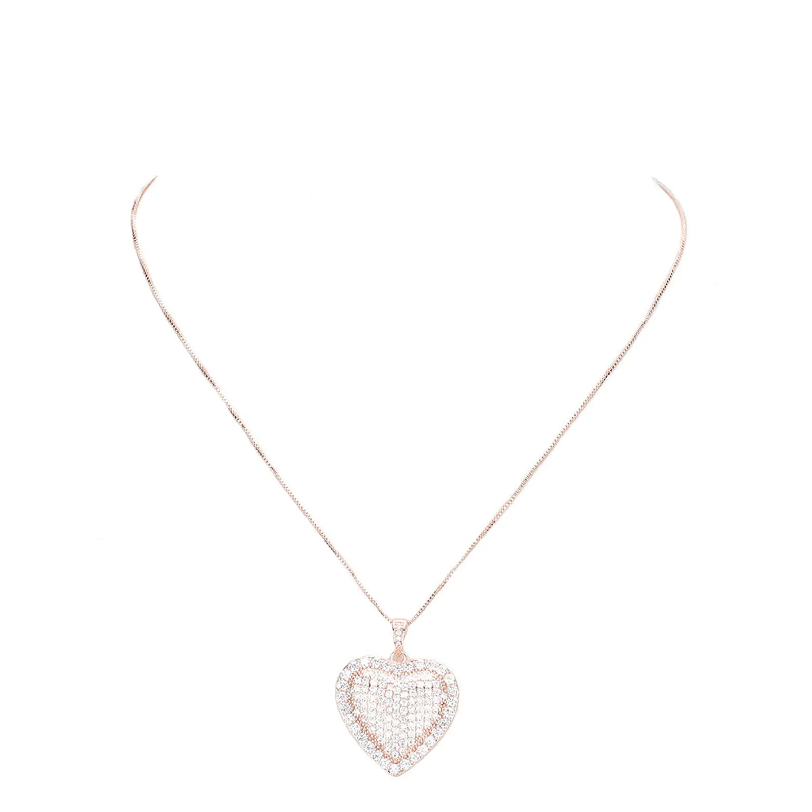 Cubic Zirconia CZ Heart Pendant Necklace