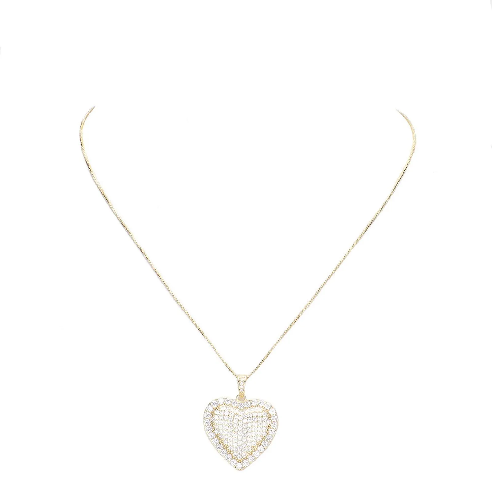 Cubic Zirconia CZ Heart Pendant Necklace