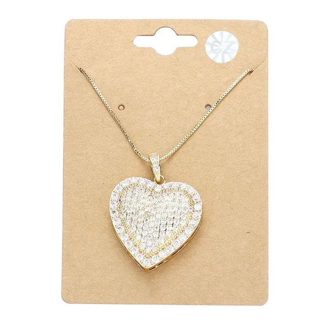 Cubic Zirconia CZ Heart Pendant Necklace