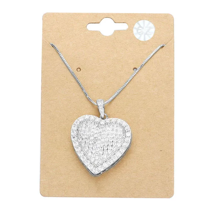 Cubic Zirconia CZ Heart Pendant Necklace