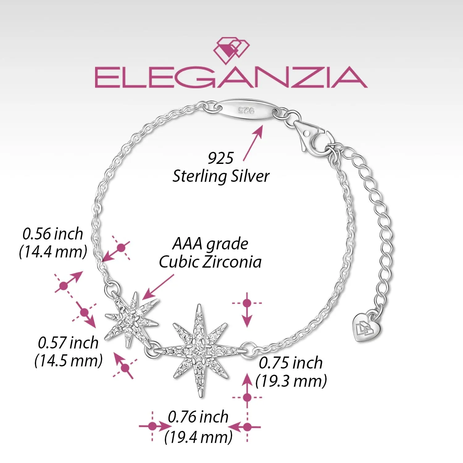 CZ Falling Star Jewelry Sterling Silver Bracelet