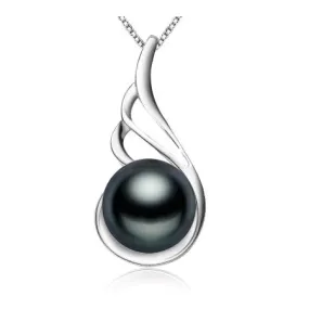 Fashion 925 sterling silver black pearl pendant necklace for women Elegant freshwater pearl jewelry AAAA high quality