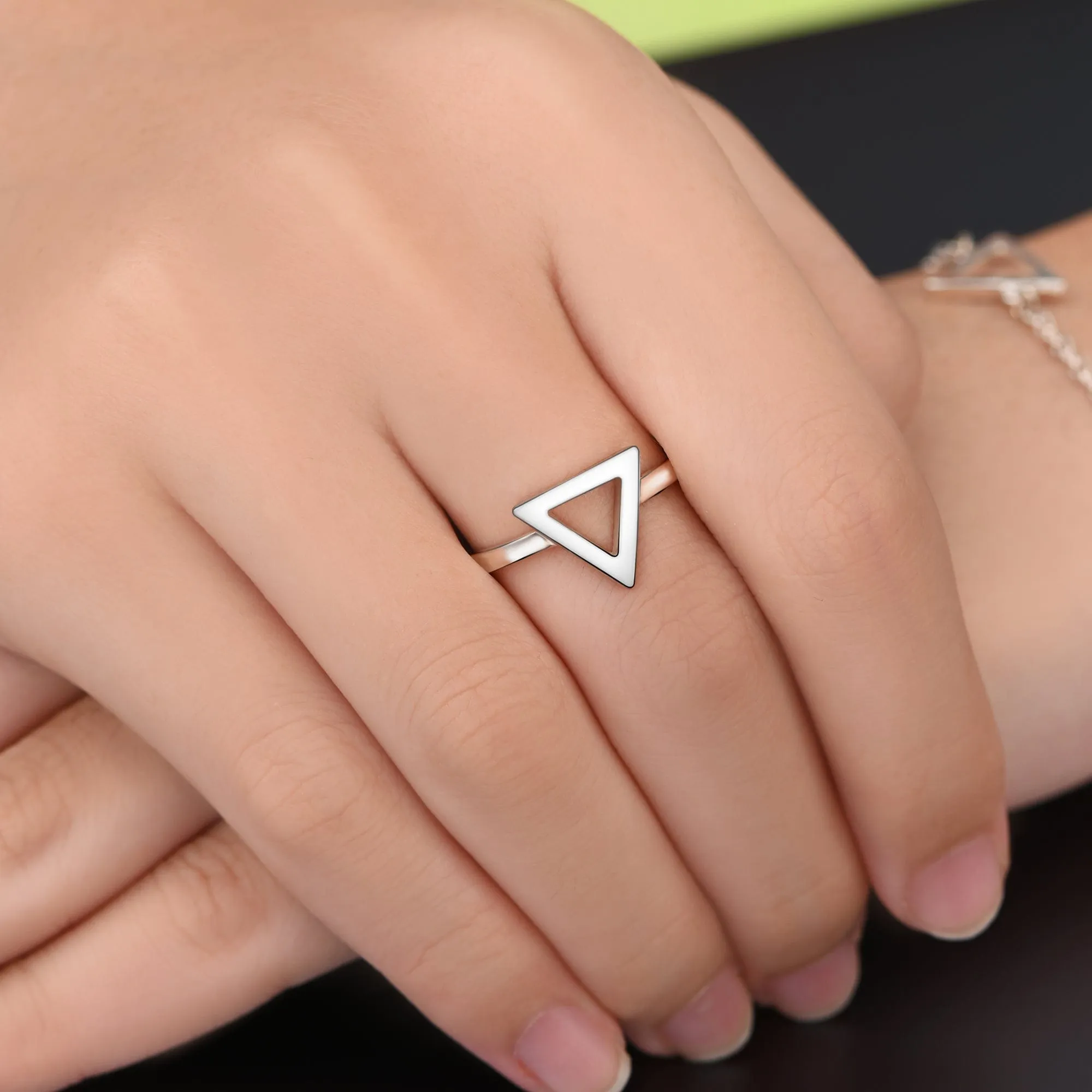 Geometric Triangle Sterling Silver Rings Jewelry