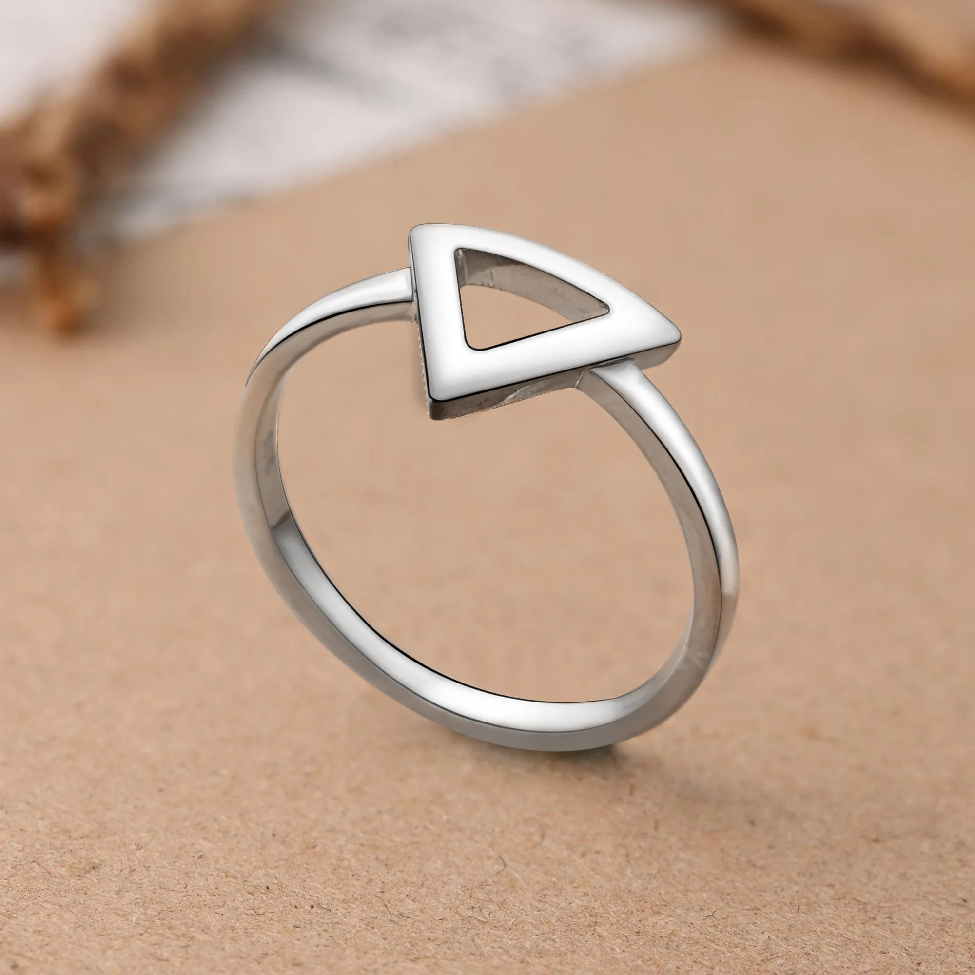 Geometric Triangle Sterling Silver Rings Jewelry