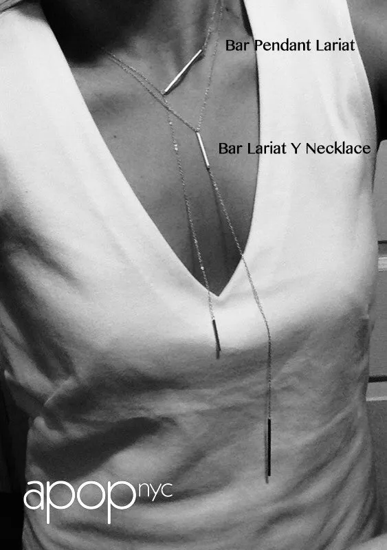 Gold-Dipped Bar Lariat Y Necklace 18 inch