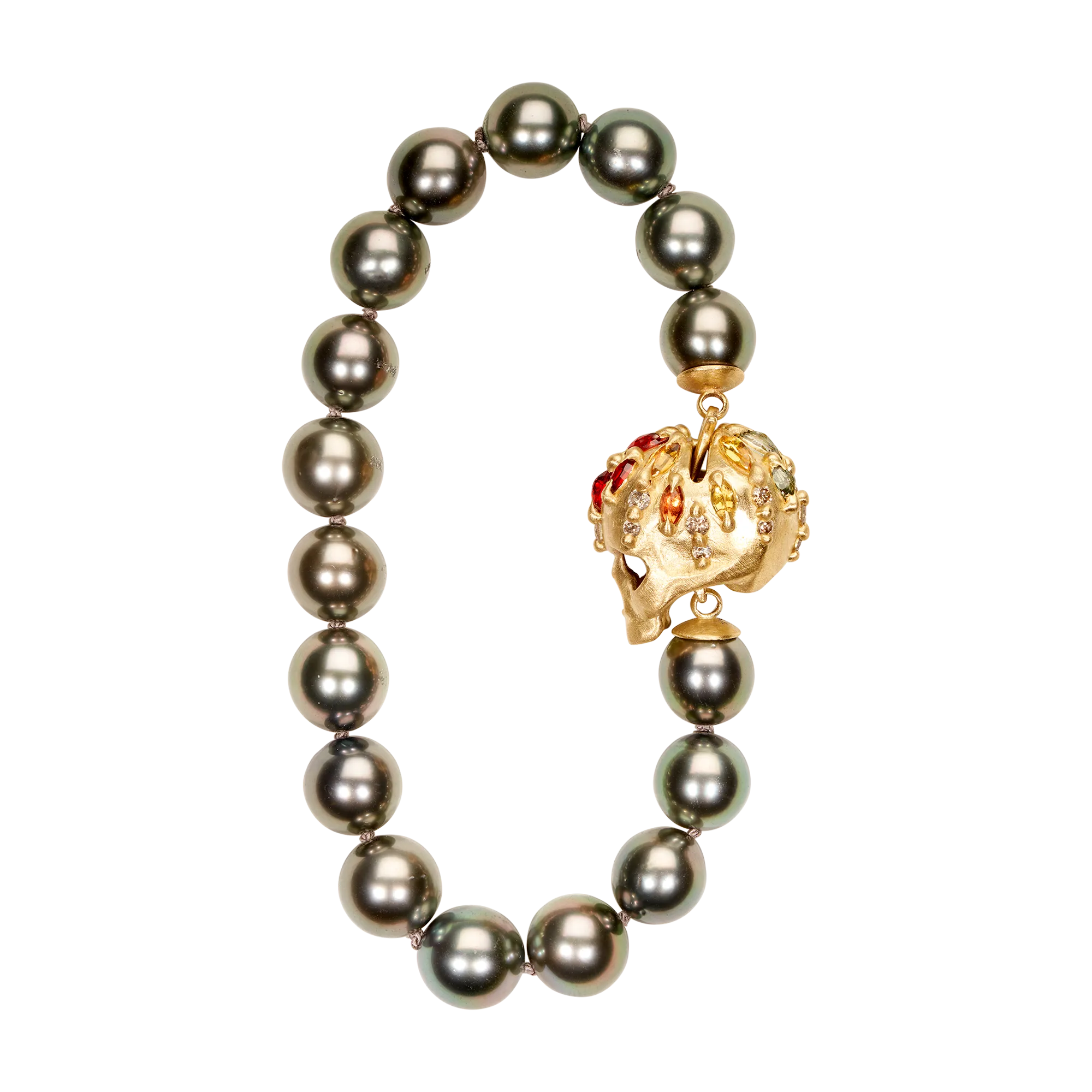 Grey Pearl Enchanted City Skull Bracelet - 11660