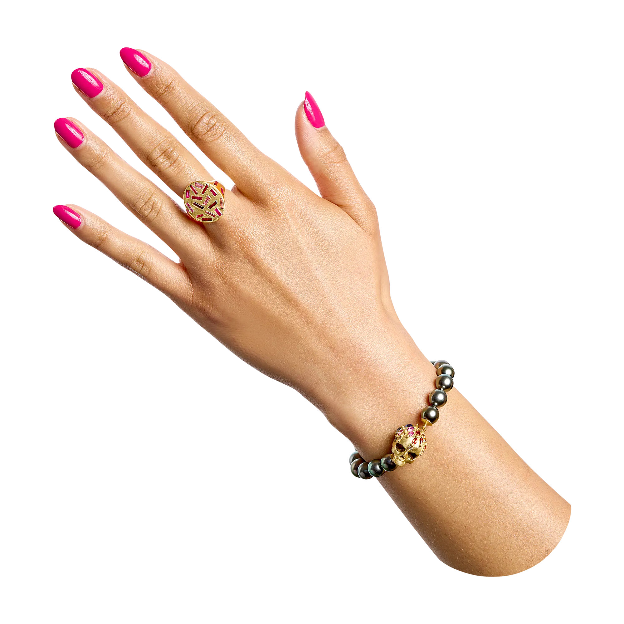 Grey Pearl Enchanted City Skull Bracelet - 11660