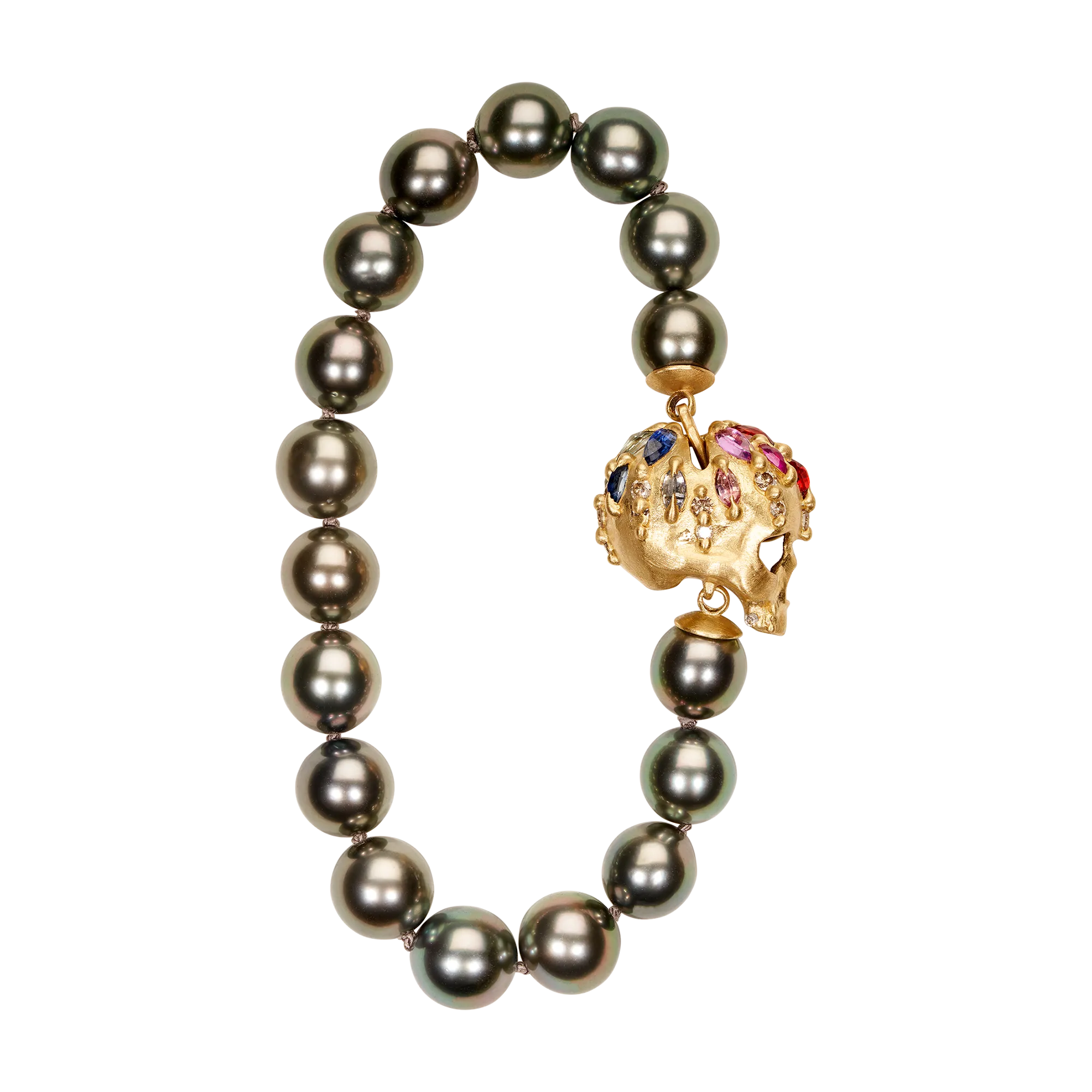 Grey Pearl Enchanted City Skull Bracelet - 11660