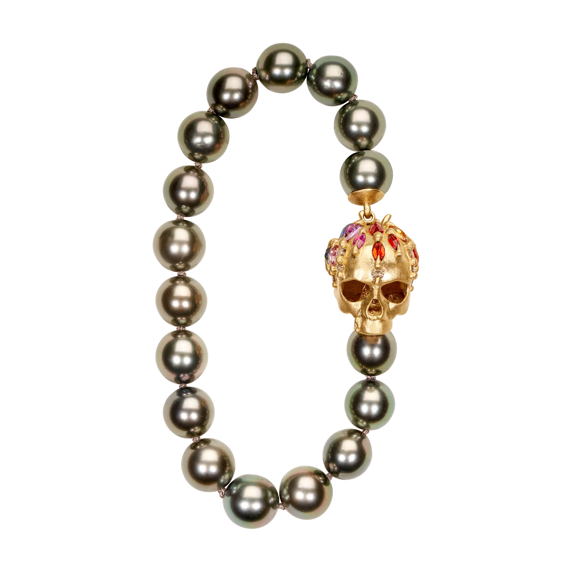 Grey Pearl Enchanted City Skull Bracelet - 11660