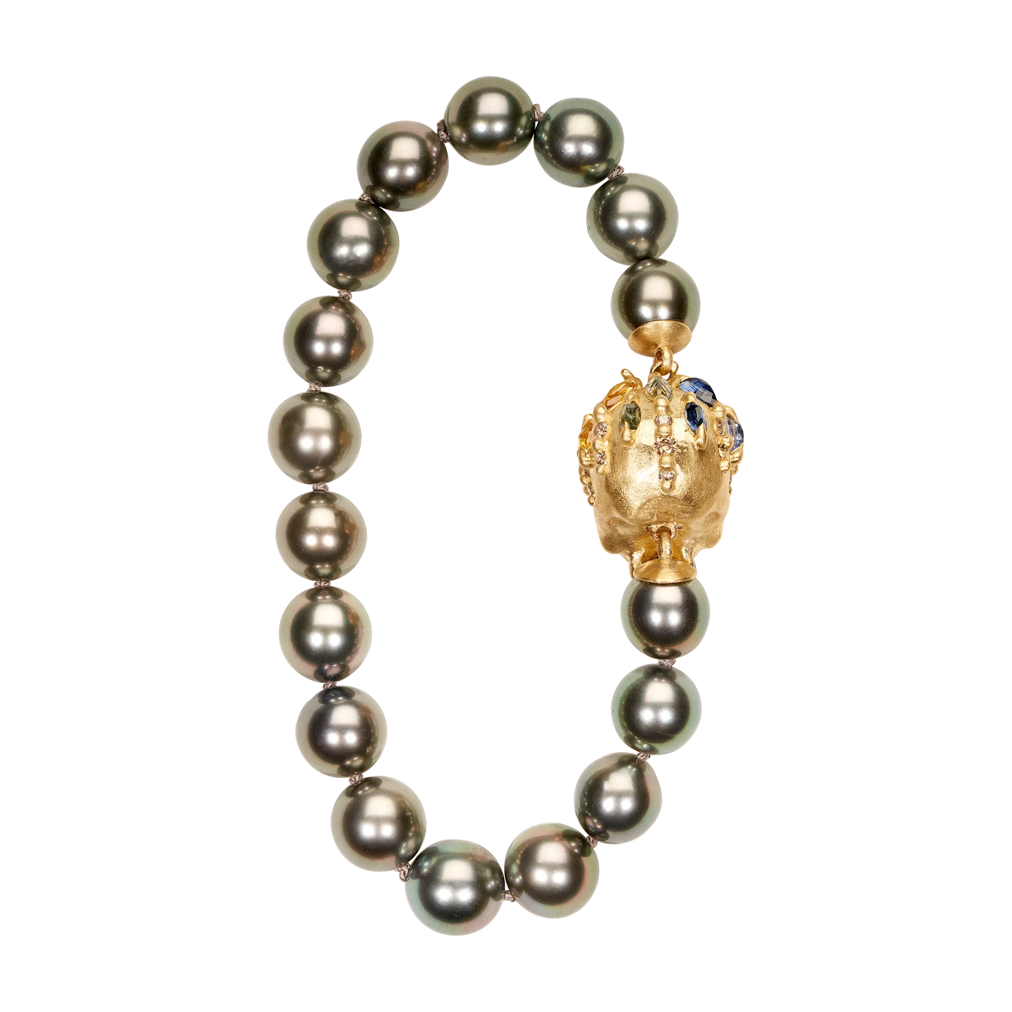 Grey Pearl Enchanted City Skull Bracelet - 11660