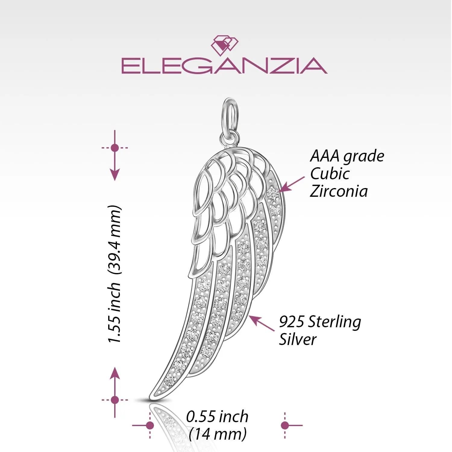 Guardian Angel Wing Pendant Sterling Silver