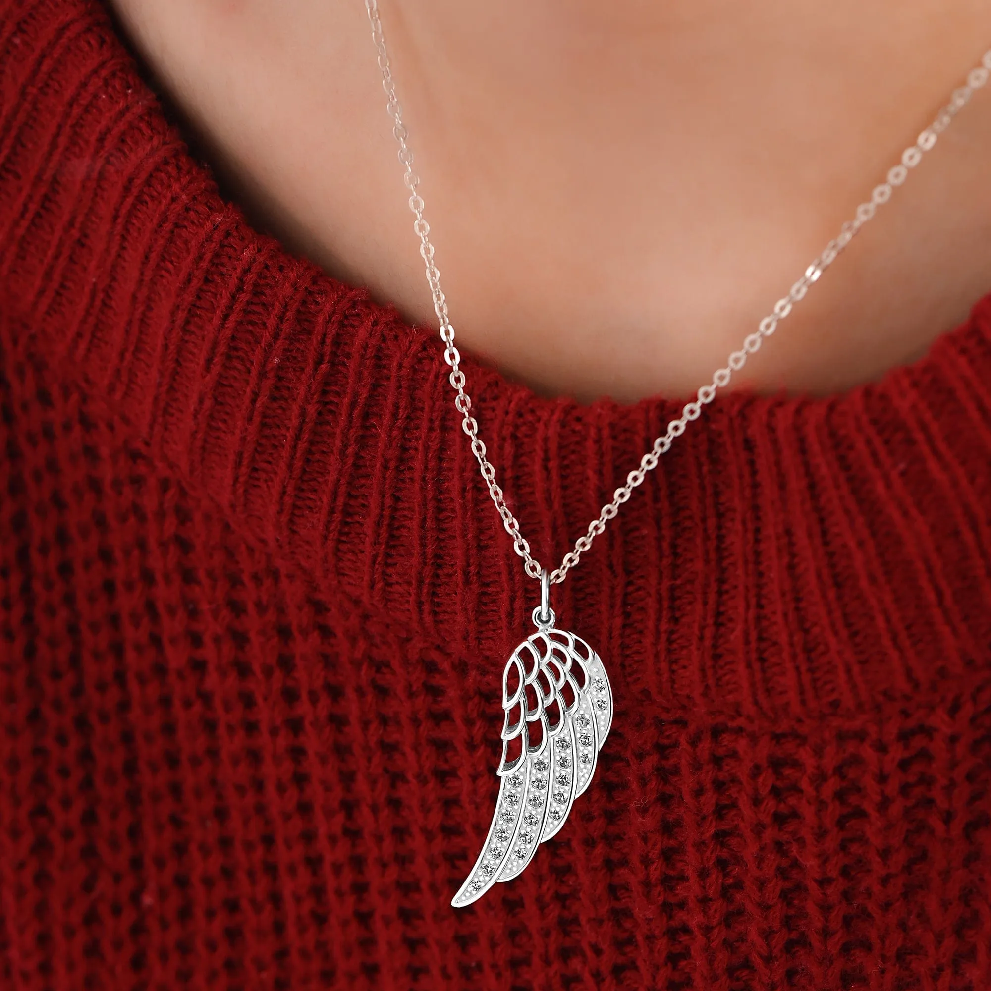 Guardian Angel Wing Pendant Sterling Silver