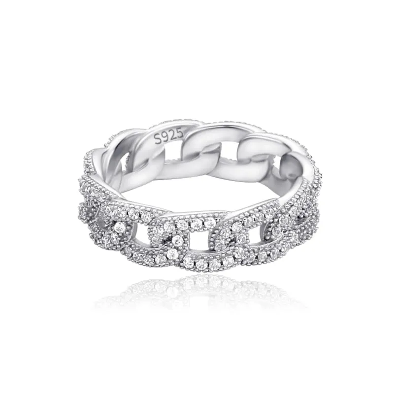 Hip Hop S925 Sterling Silver Cuban Ring