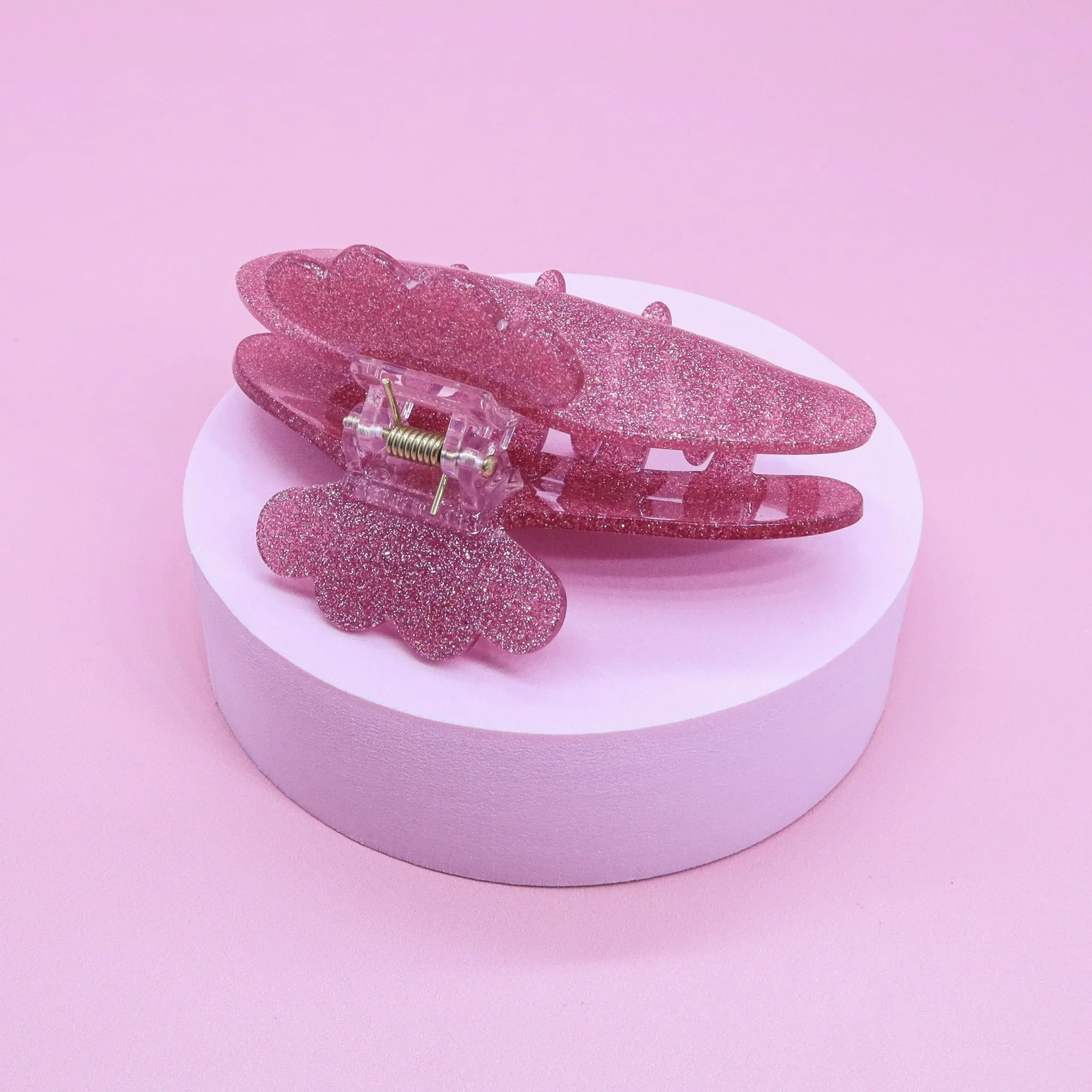 Medium Round Glitter Hair Claw Clip