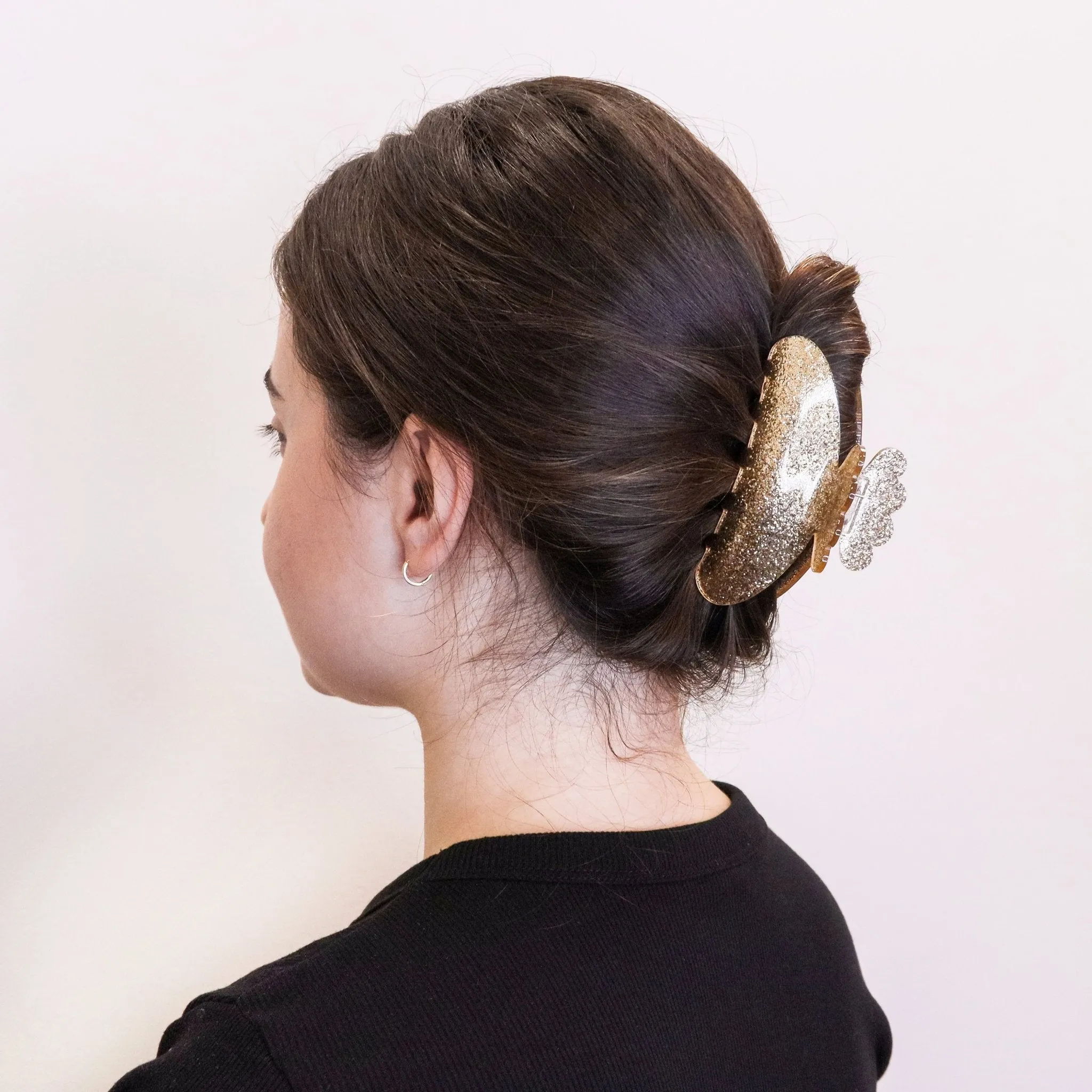 Medium Round Glitter Hair Claw Clip