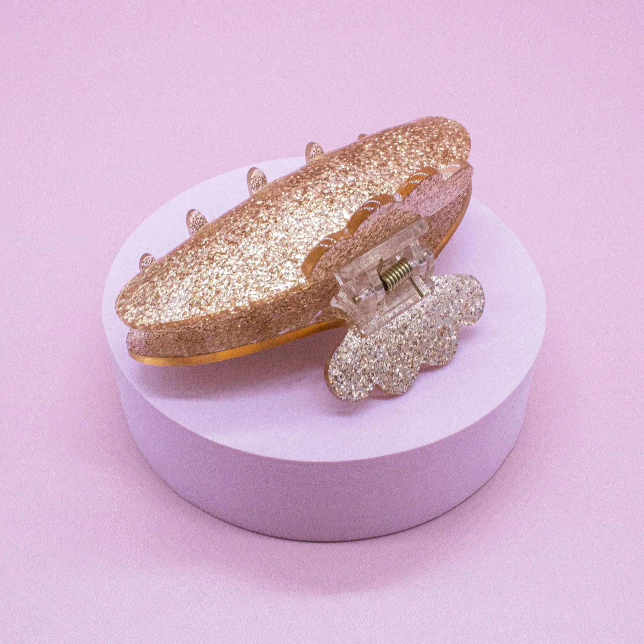 Medium Round Glitter Hair Claw Clip