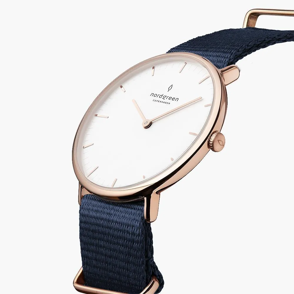 Native | White Dial - Navy Blue Nylon