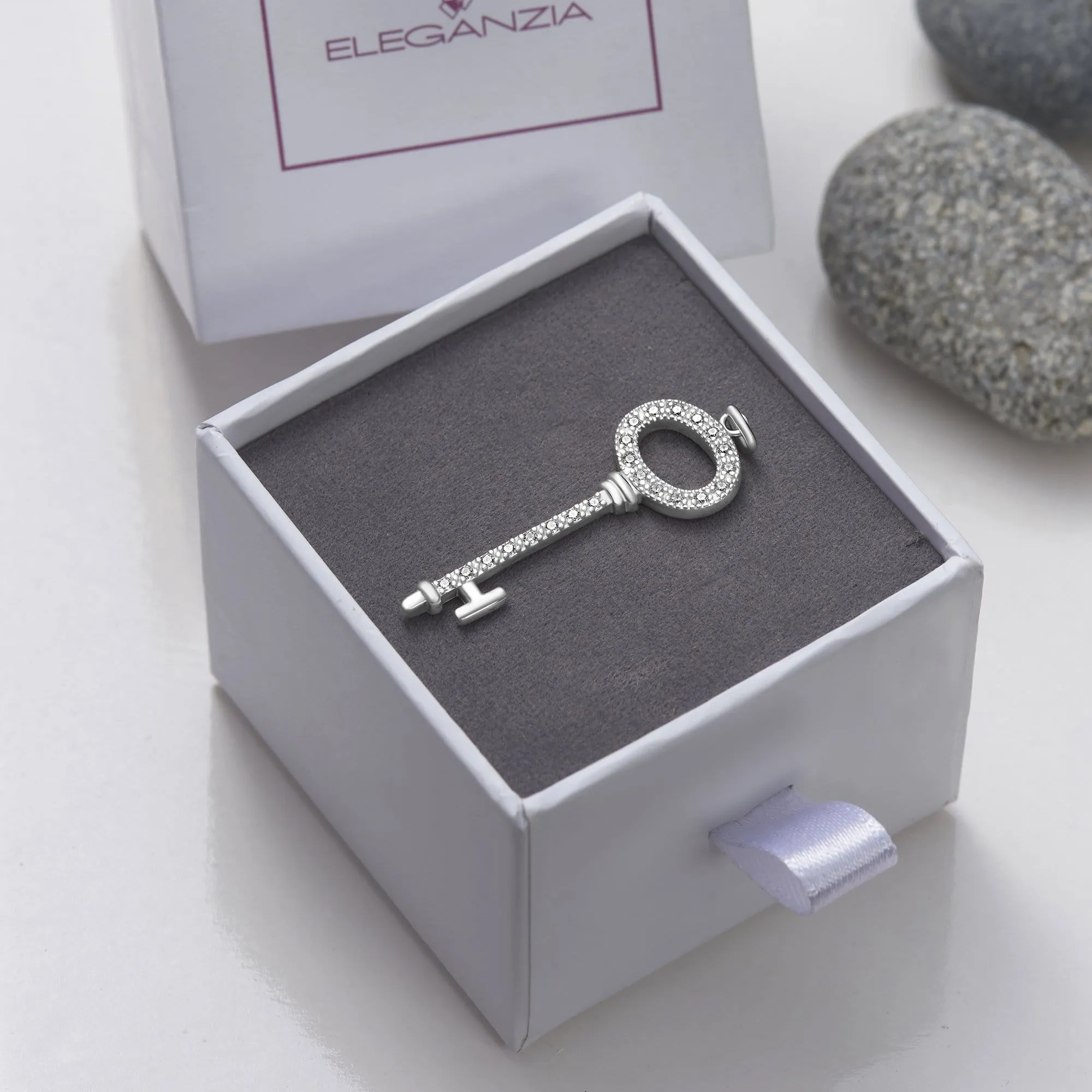 Open Circle Key Sterling Silver Pendant