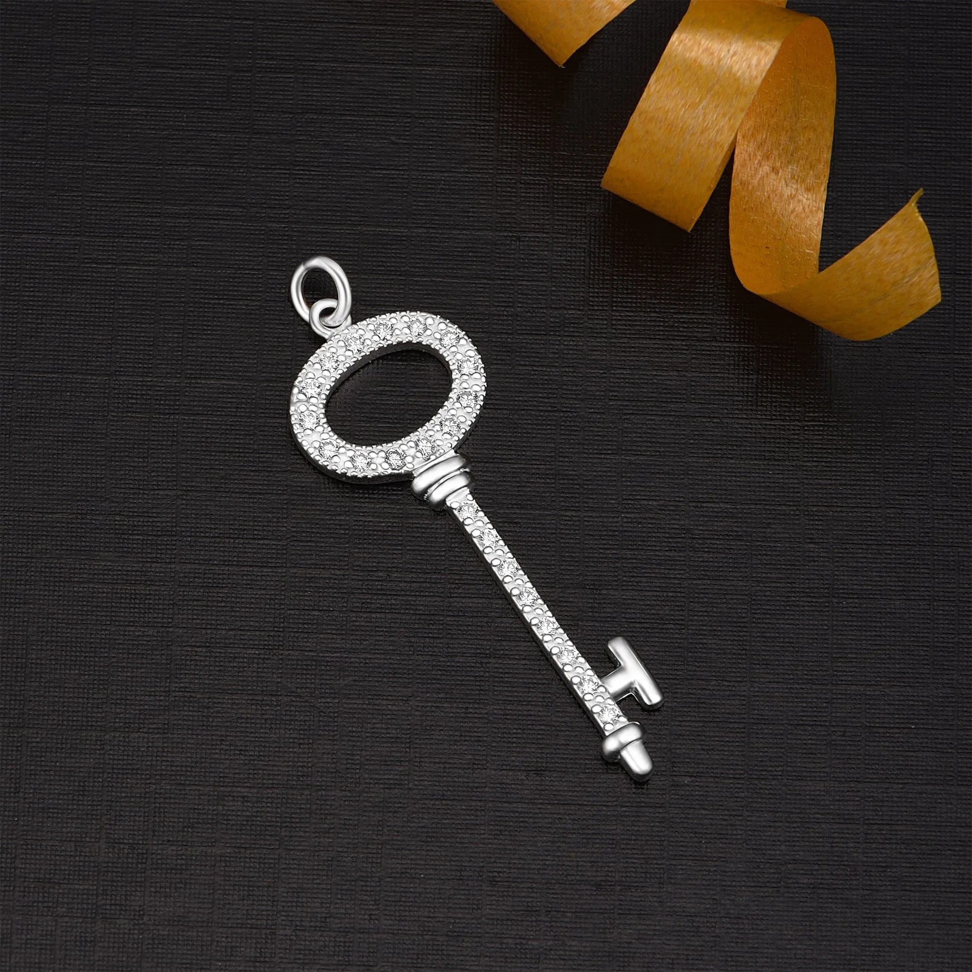 Open Circle Key Sterling Silver Pendant