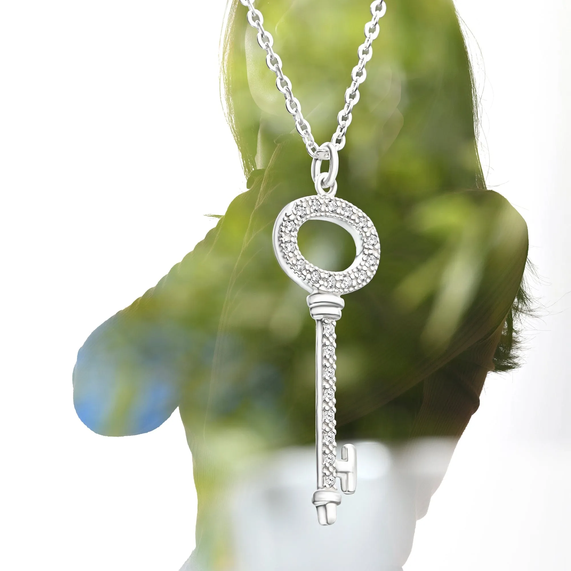 Open Circle Key Sterling Silver Pendant